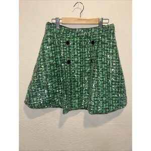Maeve Anthropologie Sequin Tweed Mini Skirt Women's Lining & Pockets! Size Small